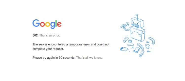 502 Bad Gateway Error