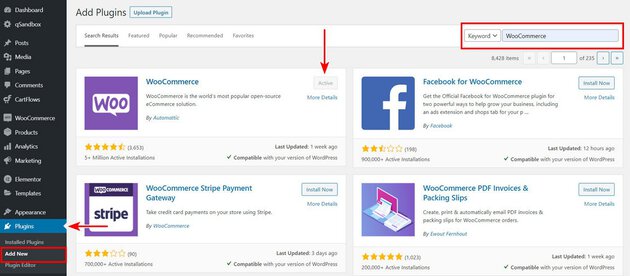 Install Woocommerce Plugin