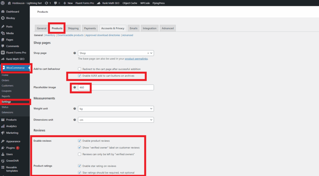 Woocommerce-optimering-indstillinger