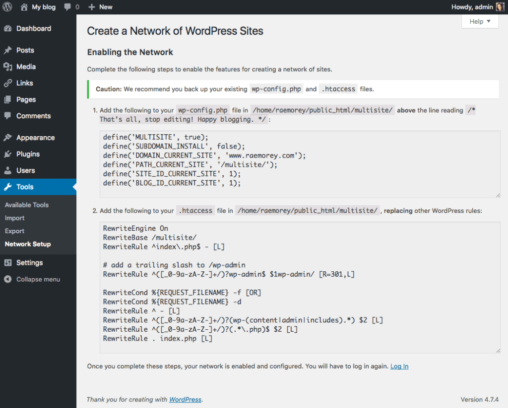 Create a netword of wordpress sites - Multisites creation
