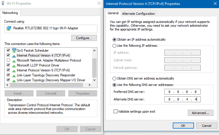 Indstil Google DNS-poster for Windows