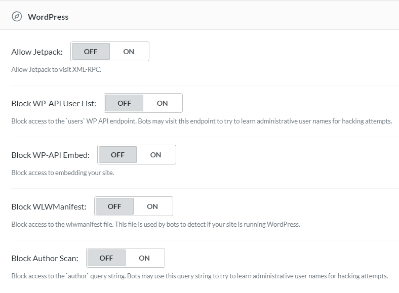 quic cloud CDN WordPress-specifikke sikkerhedsindstillinger