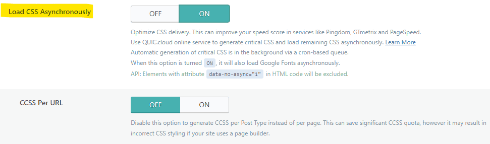 Aktivering af kritisk CSS